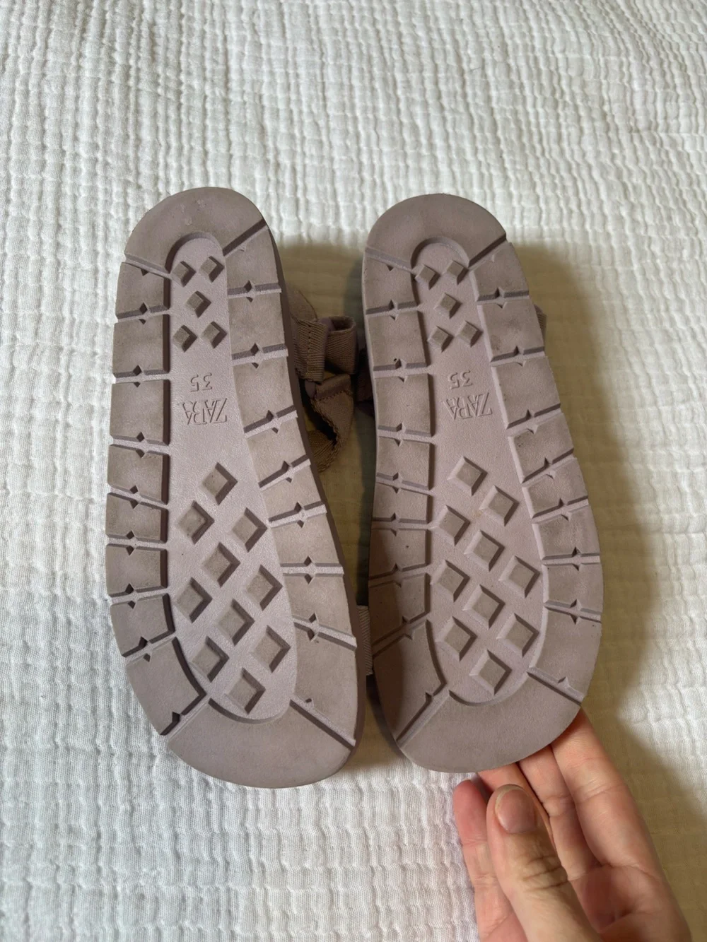 Zara Taupe Kids Sport Sandals with Pale Green Accents
